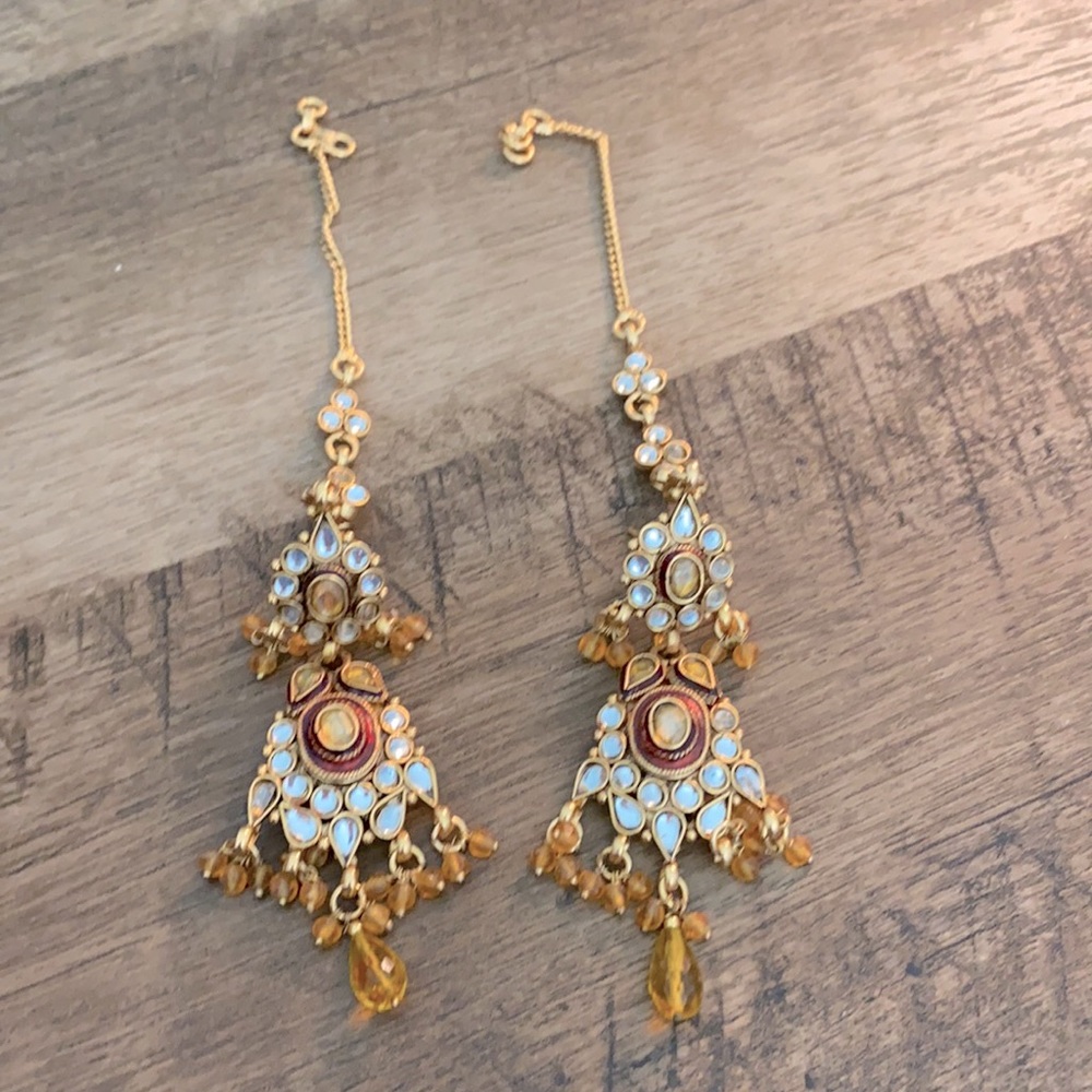 Gold Plated Over the Ear Indian Earrings